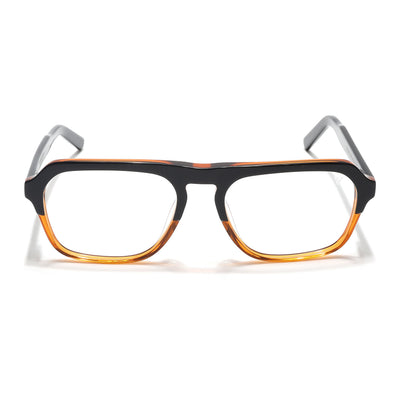 Voyage Glaze Black & Brown Square Eyeglasses for Men & Women (7067SLMG6489-C3)