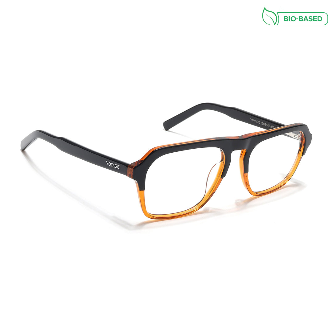 Voyage Glaze Black & Brown Square Eyeglasses for Men & Women (7067SLMG6489-C3)