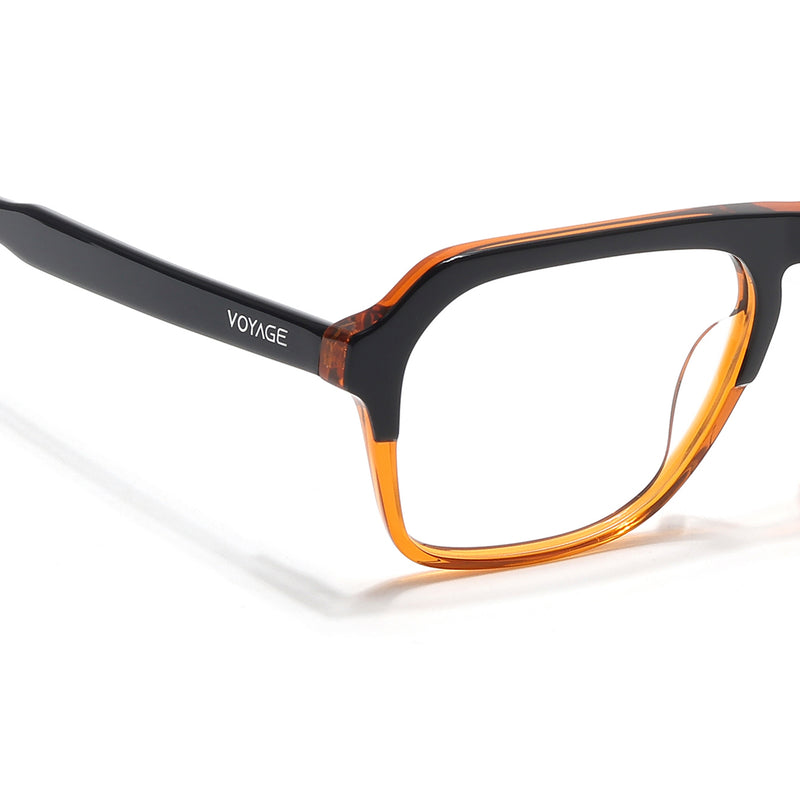 Voyage Glaze Black & Brown Square Eyeglasses for Men & Women (7067SLMG6489-C3)