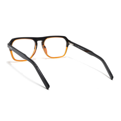 Voyage Glaze Black & Brown Square Eyeglasses for Men & Women (7067SLMG6489-C3)