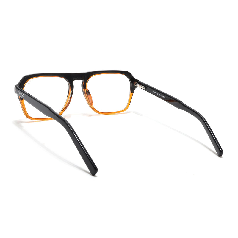 Voyage Glaze Black & Brown Square Eyeglasses for Men & Women (7067SLMG6489-C3)
