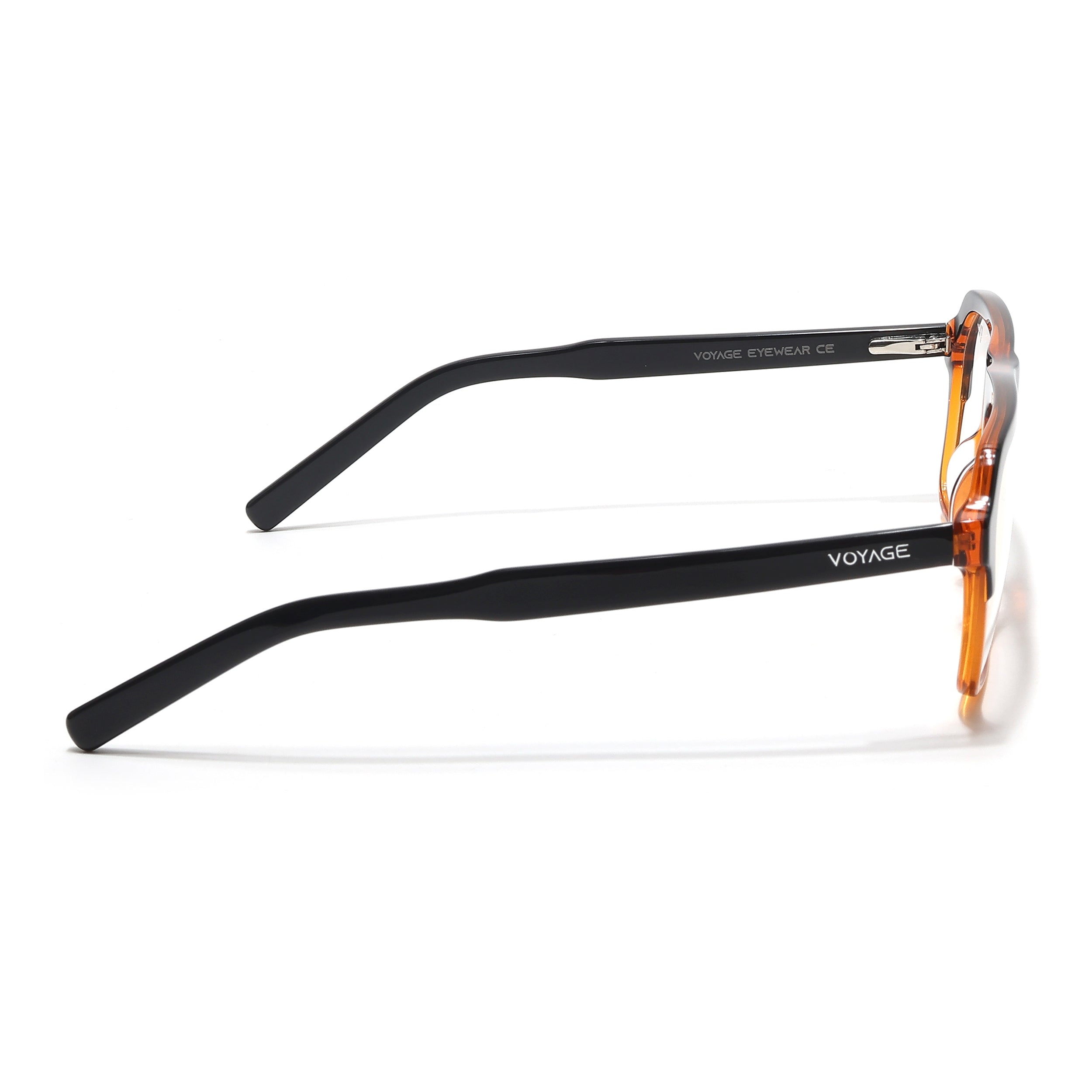 Voyage Glaze Black & Brown Square Eyeglasses for Men & Women (7067SLMG6489-C3)