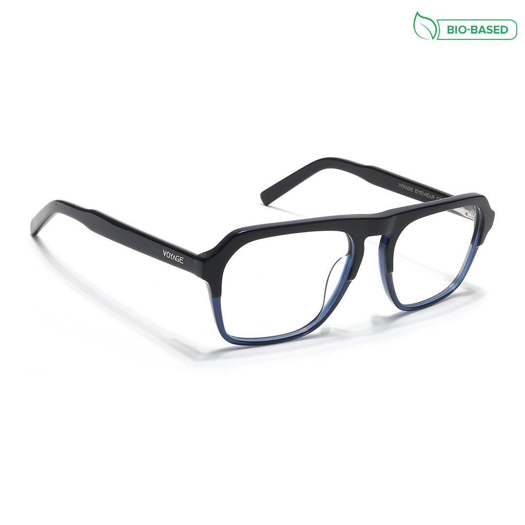 Voyage Glaze Black & Blue Square Eyeglasses for Men & Women (7067SLMG6490-C4)