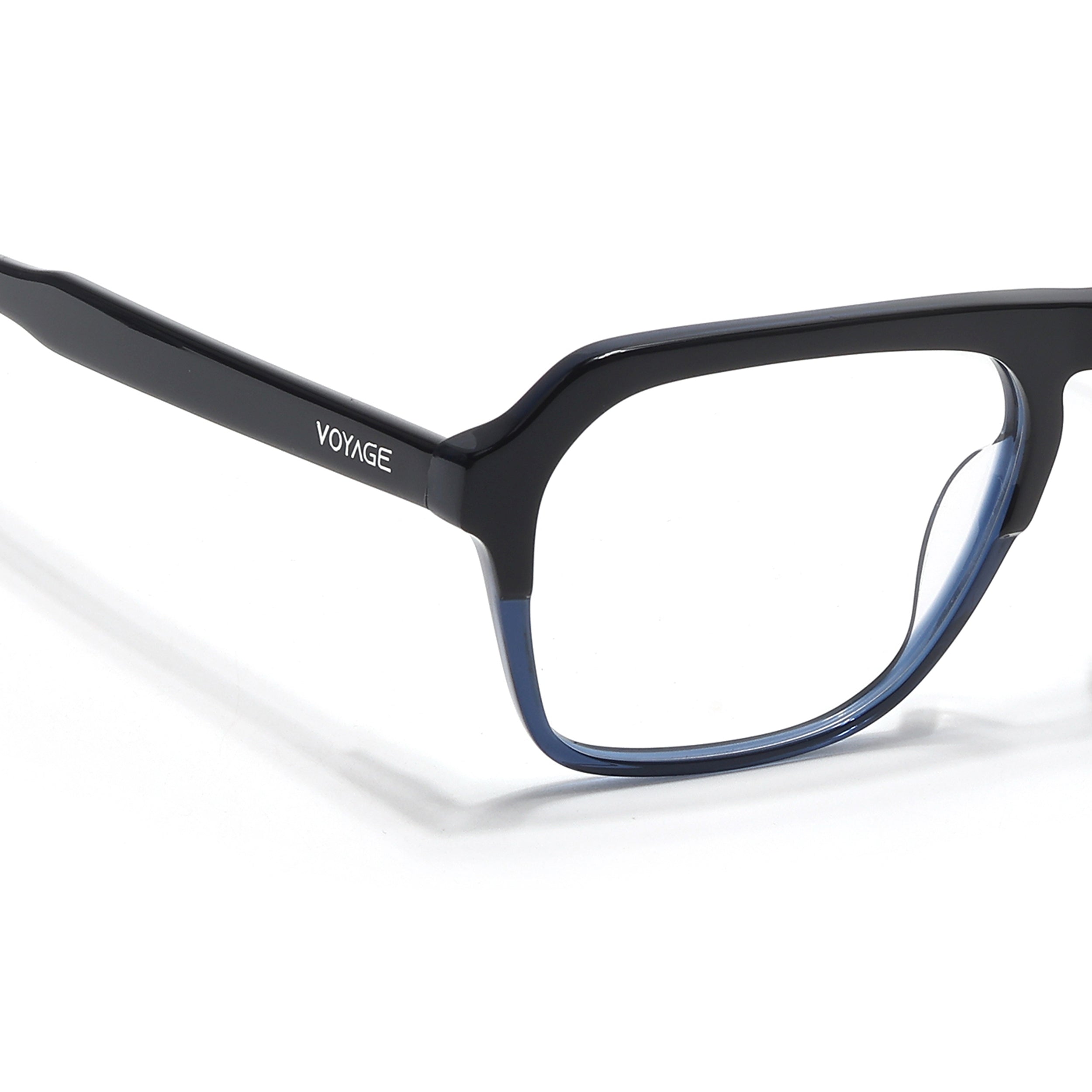 Voyage Glaze Black & Blue Square Eyeglasses for Men & Women (7067SLMG6490-C4)