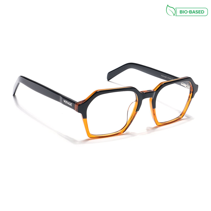Voyage Glaze Black & Brown Square Acetate Eyeglasses for Men & Women (7069SLMG6411-C1)