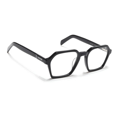 Voyage Glaze Shine Black Square Acetate Eyeglasses for Men & Women (7069SLMG6491-C1)