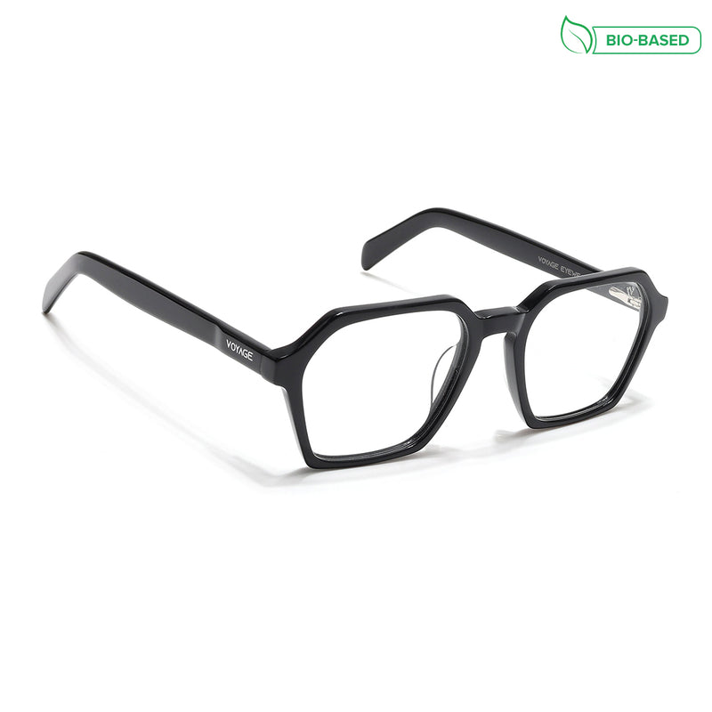 Voyage Glaze Shine Black Square Acetate Eyeglasses for Men & Women (7069SLMG6491-C2)
