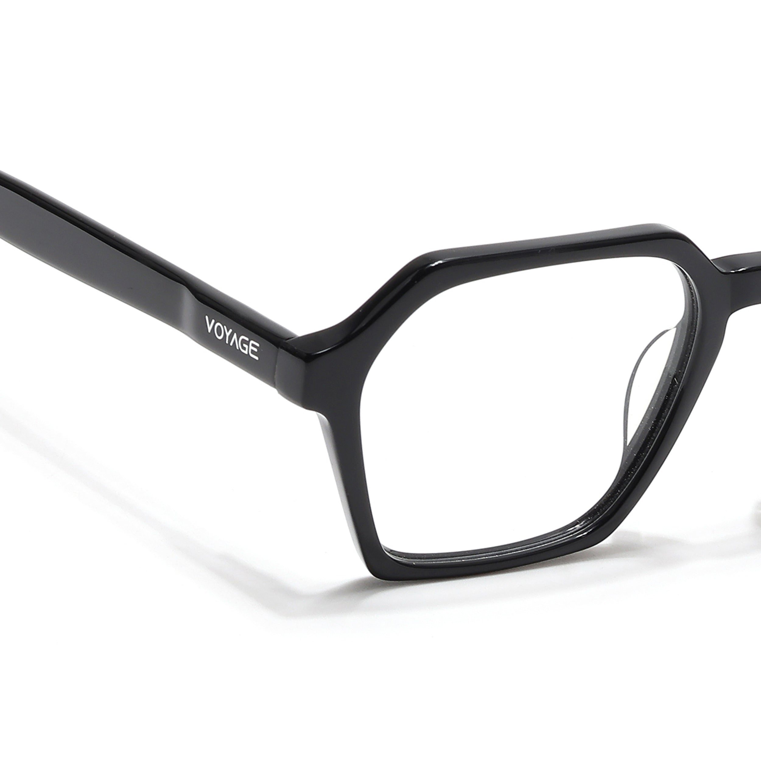 Voyage Glaze Shine Black Square Acetate Eyeglasses for Men & Women (7069SLMG6491-C2)