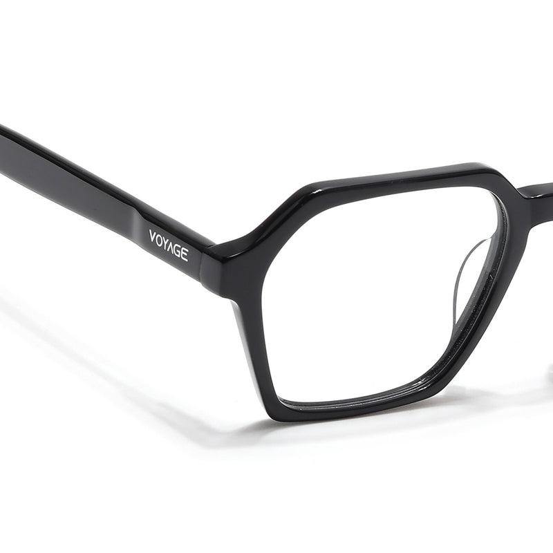 Voyage Glaze Shine Black Square Acetate Eyeglasses for Men & Women (7069SLMG6491-C1)