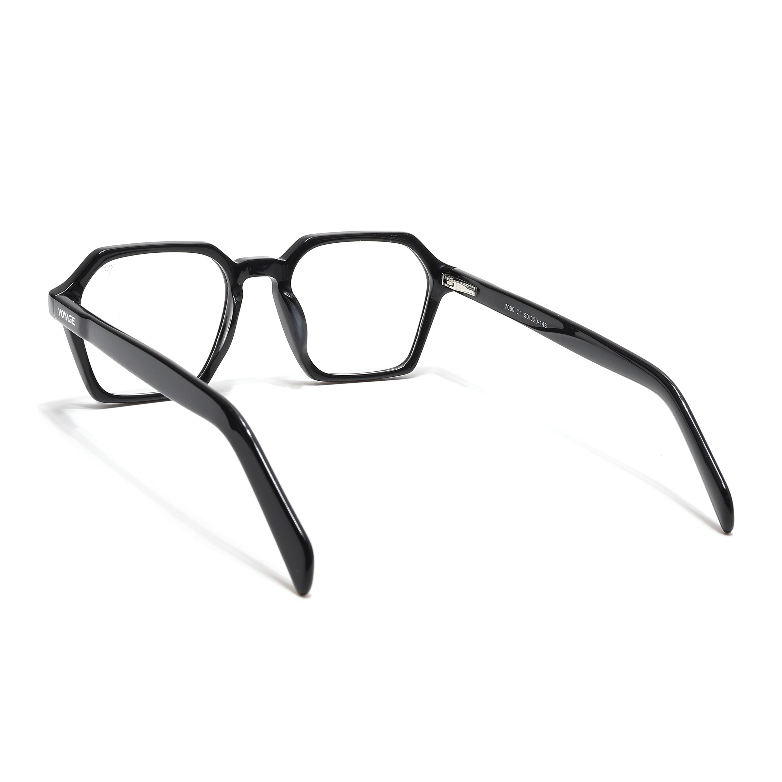 Voyage Glaze Shine Black Square Acetate Eyeglasses for Men & Women (7069SLMG6491-C2)