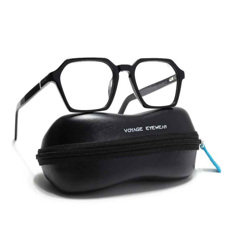 Voyage Glaze Shine Black Square Acetate Eyeglasses for Men & Women (7069SLMG6491-C2)