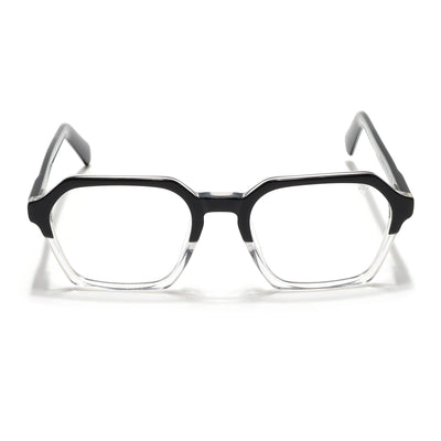 Voyage Glaze Black & Transparent Square Acetate Eyeglasses for Men & Women (7069SLMG6492-C2)