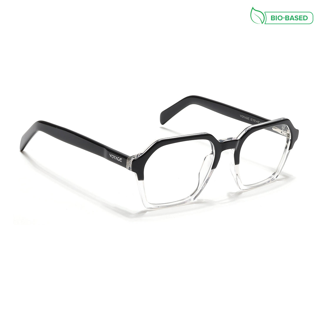 Voyage Glaze Black & Transparent Square Acetate Eyeglasses for Men & Women (7069SLMG6492-C3)