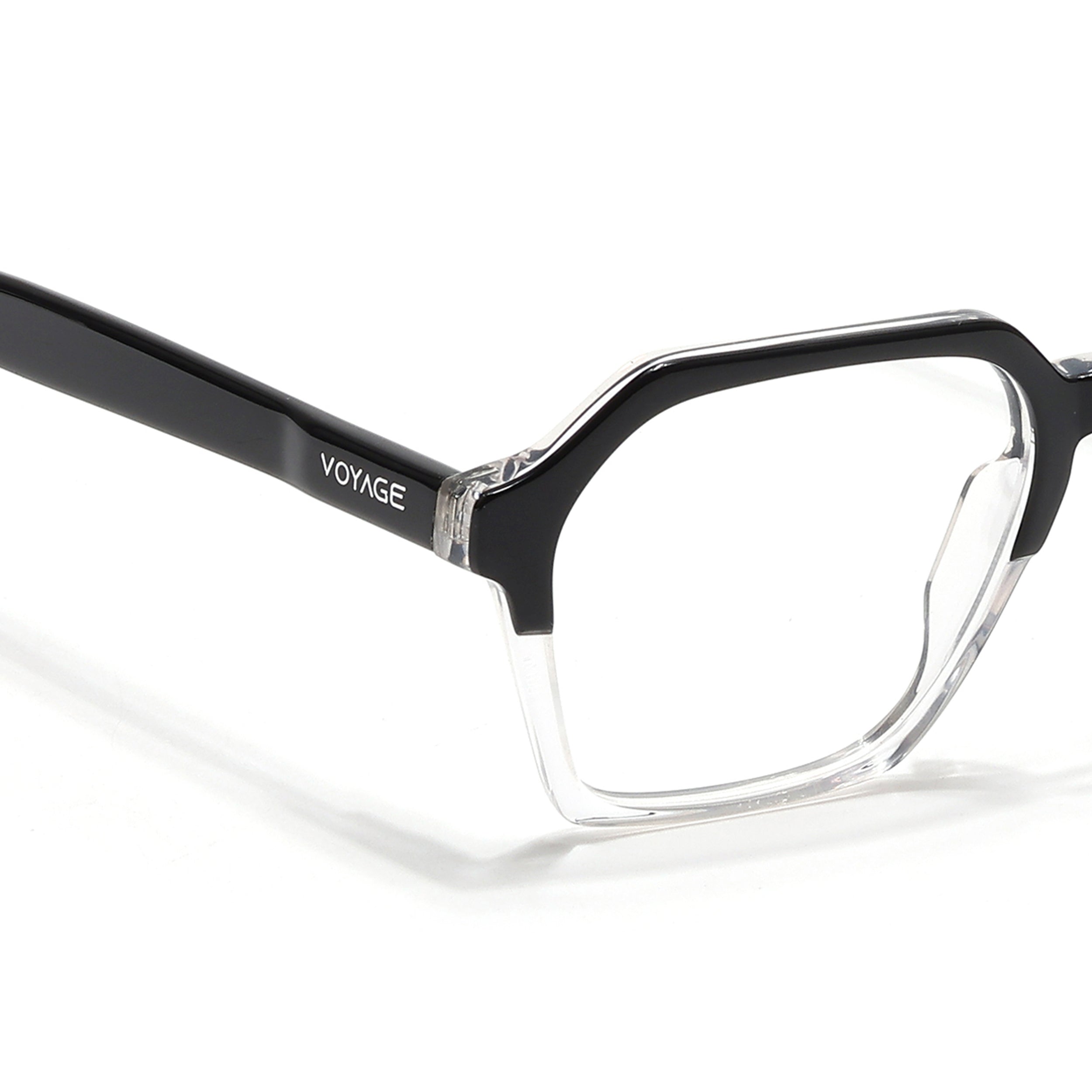 Voyage Glaze Black & Transparent Square Acetate Eyeglasses for Men & Women (7069SLMG6492-C3)
