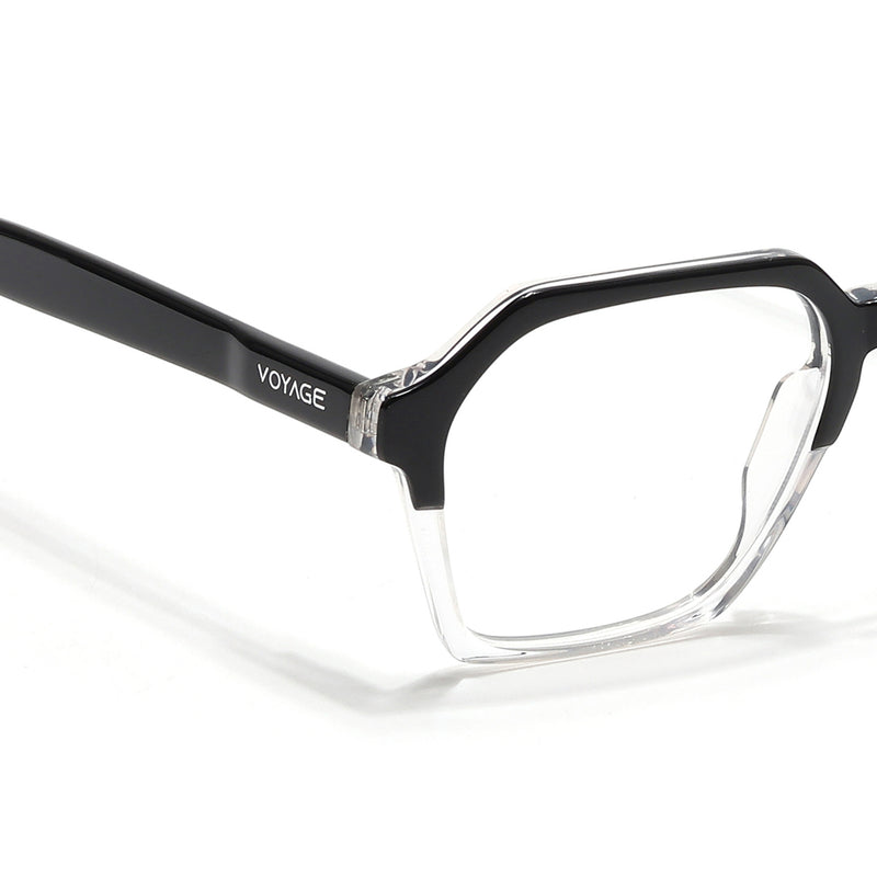 Voyage Glaze Black & Transparent Square Acetate Eyeglasses for Men & Women (7069SLMG6492-C2)