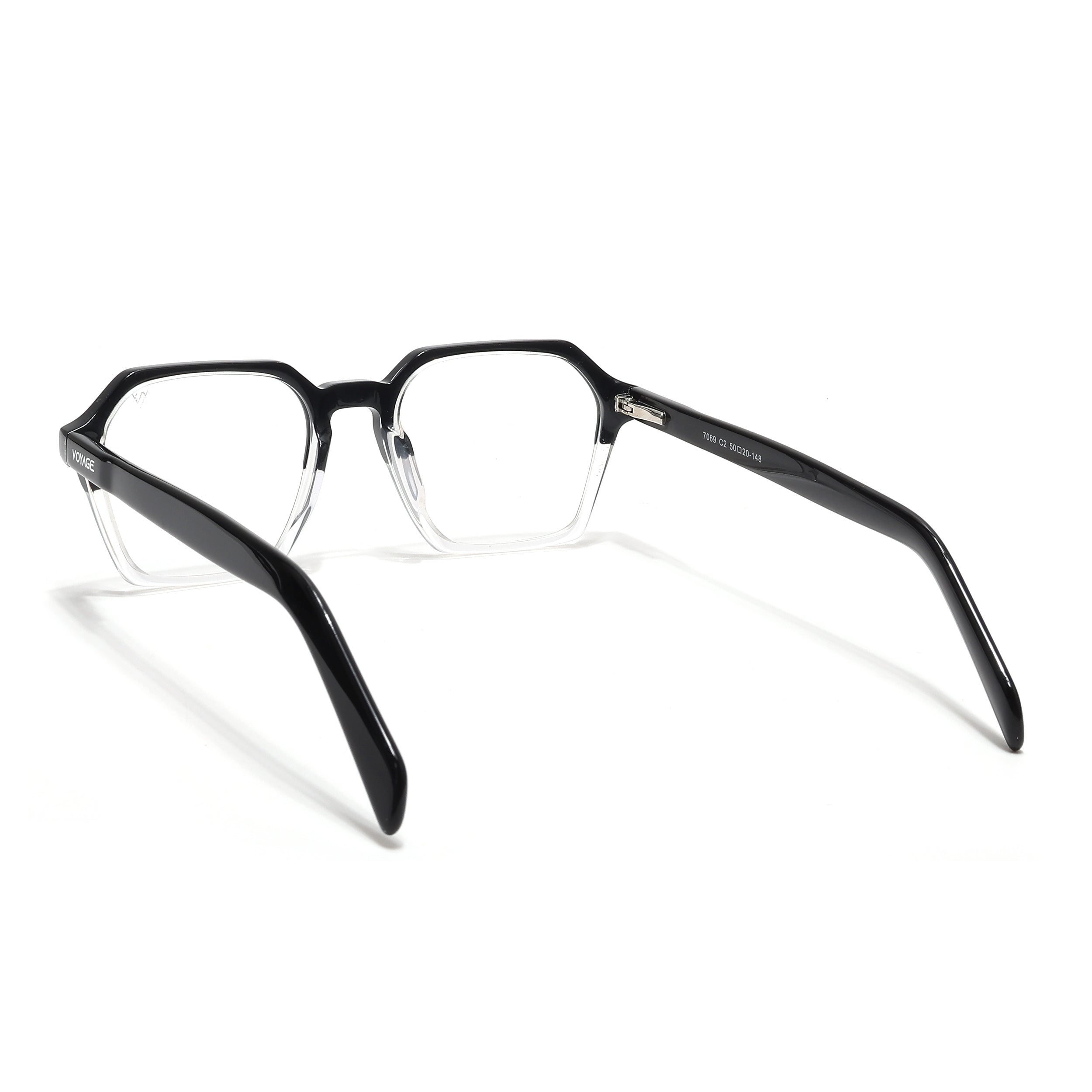 Voyage Glaze Black & Transparent Square Acetate Eyeglasses for Men & Women (7069SLMG6492-C3)