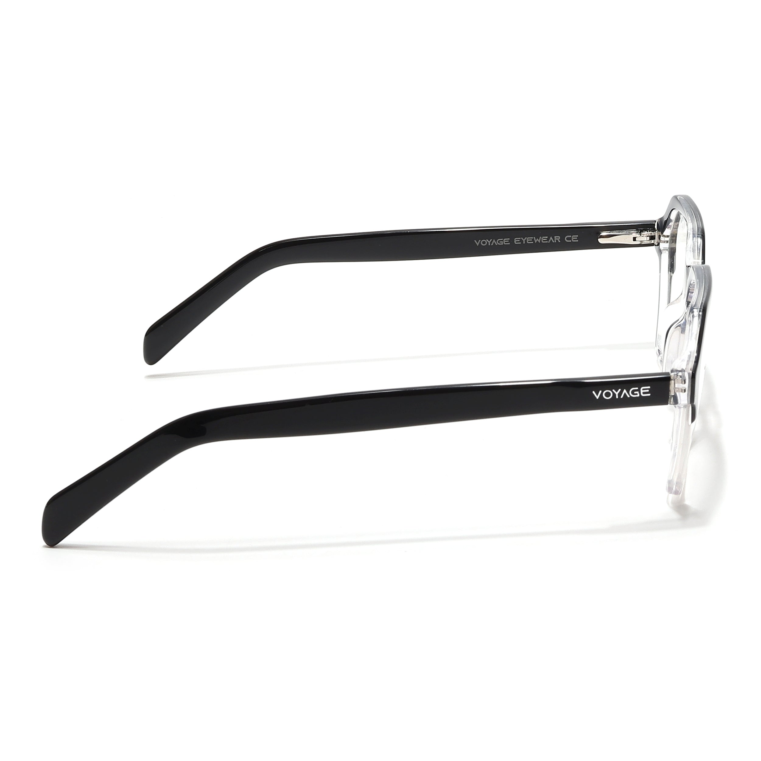 Voyage Glaze Black & Transparent Square Acetate Eyeglasses for Men & Women (7069SLMG6492-C3)