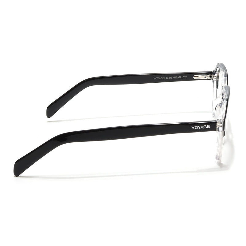 Voyage Glaze Black & Transparent Square Acetate Eyeglasses for Men & Women (7069SLMG6492-C3)