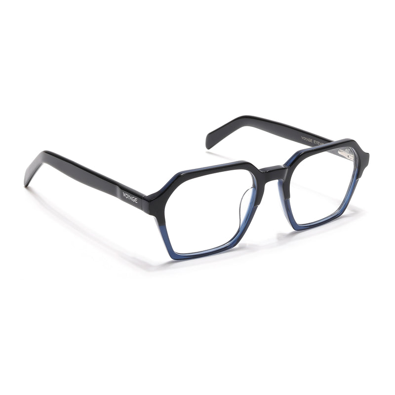 Voyage Glaze Black & Blue Square Acetate Eyeglasses for Men & Women (7069SLMG6493-C3)