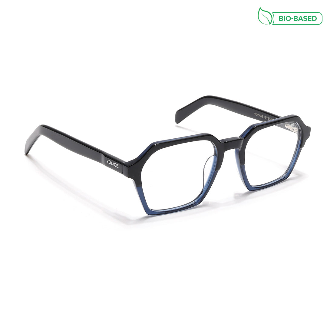 Voyage Glaze Black & Blue Square Acetate Eyeglasses for Men & Women (7069SLMG6493-C4)