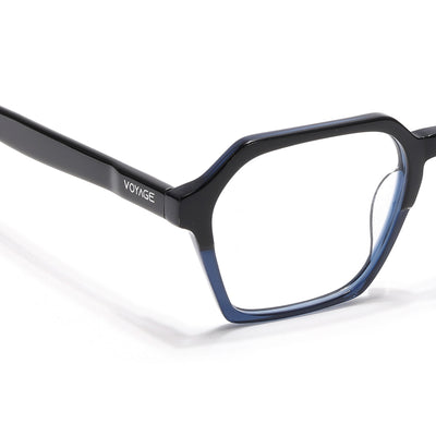 Voyage Glaze Black & Blue Square Acetate Eyeglasses for Men & Women (7069SLMG6493-C3)