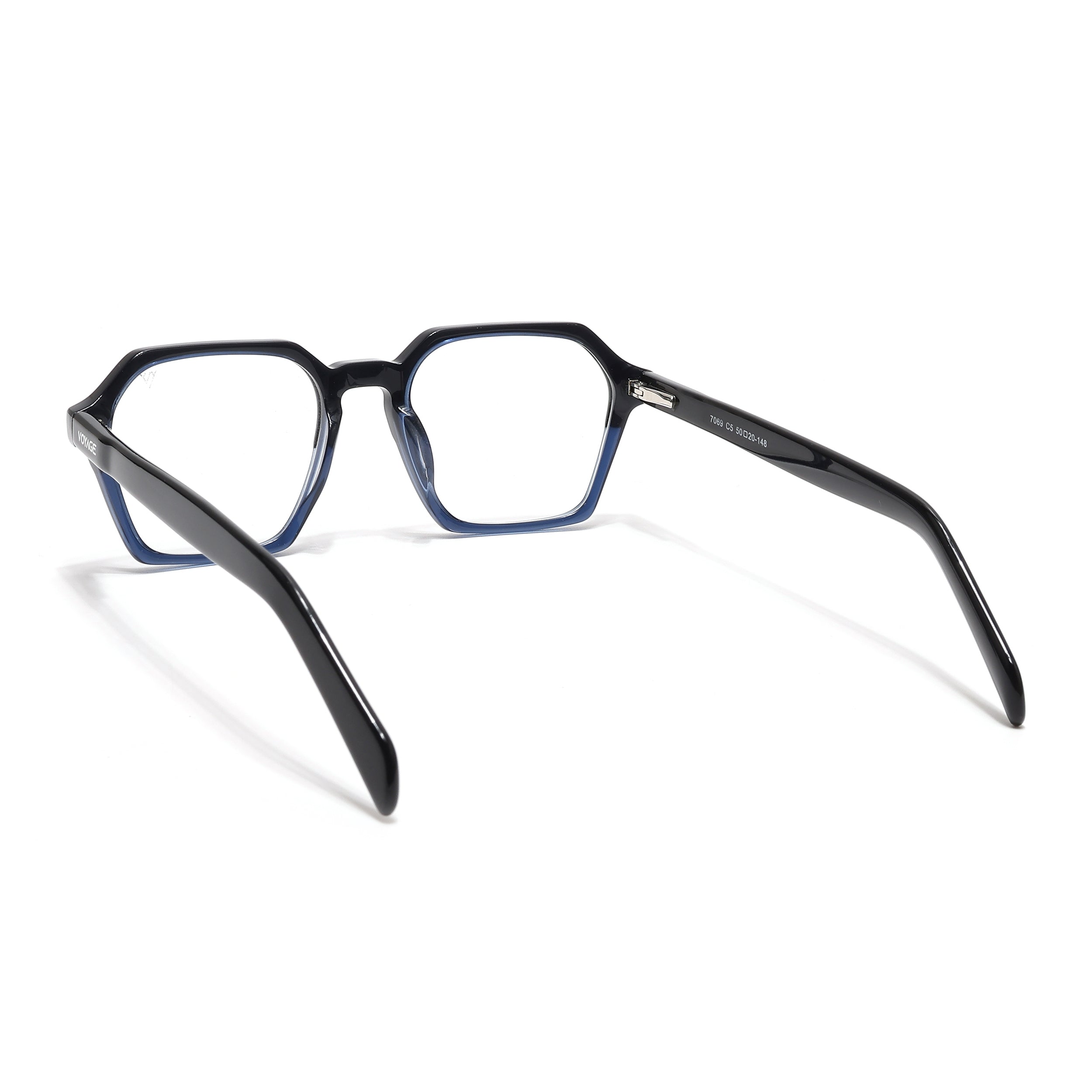Voyage Glaze Black & Blue Square Acetate Eyeglasses for Men & Women (7069SLMG6493-C4)
