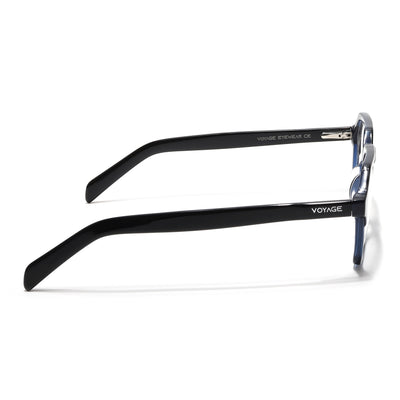 Voyage Glaze Black & Blue Square Acetate Eyeglasses for Men & Women (7069SLMG6493-C4)