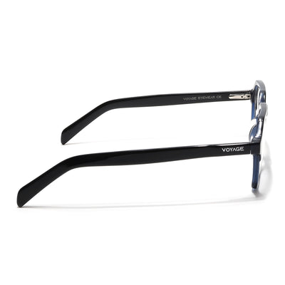 Voyage Glaze Black & Blue Square Acetate Eyeglasses for Men & Women (7069SLMG6493-C3)