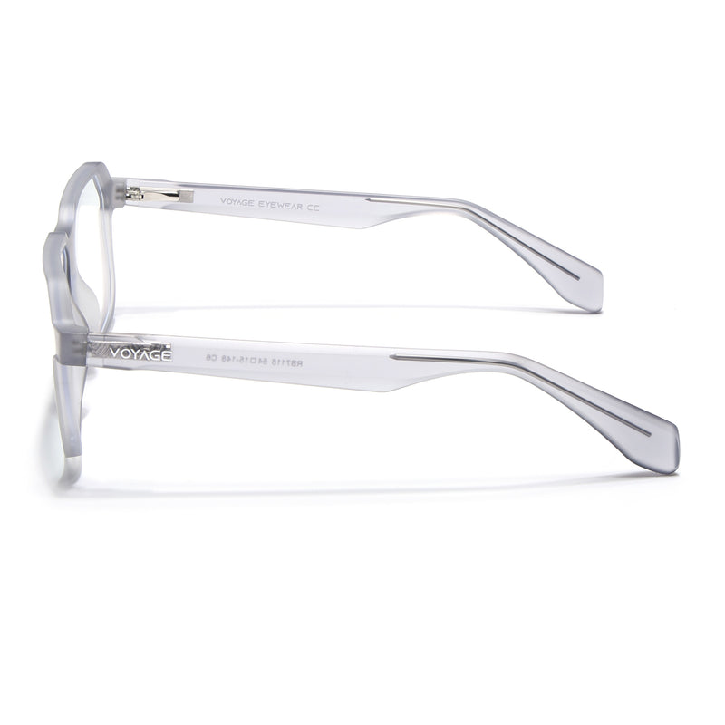 Prizm | Light Grey Hexagonal Eyeglasses for Men & Women (7118FMG6720-C3)