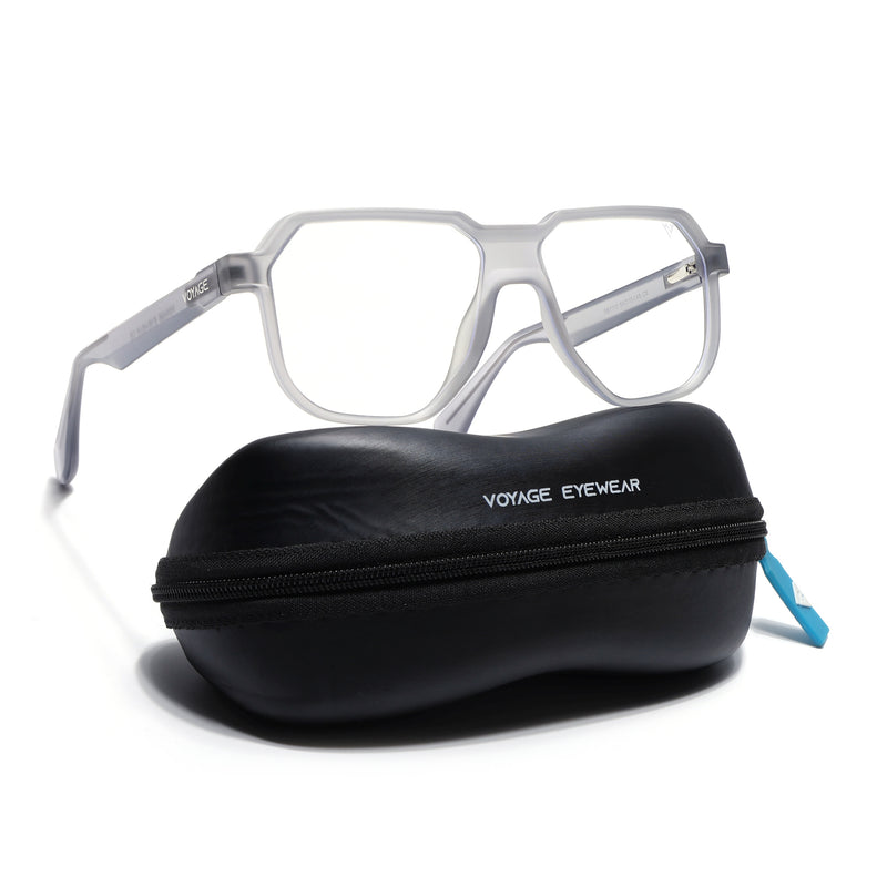 Prizm | Light Grey Hexagonal Eyeglasses for Men & Women (7118FMG6720-C3)