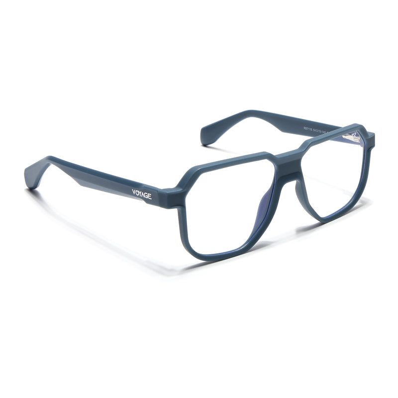 Prizm | Matt Blue Hexagonal Eyeglasses for Men & Women (7118FMG6722-C5)