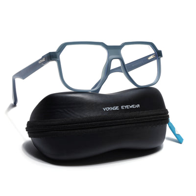 Prizm | Matt Blue Hexagonal Eyeglasses for Men & Women (7118FMG6722-C5)