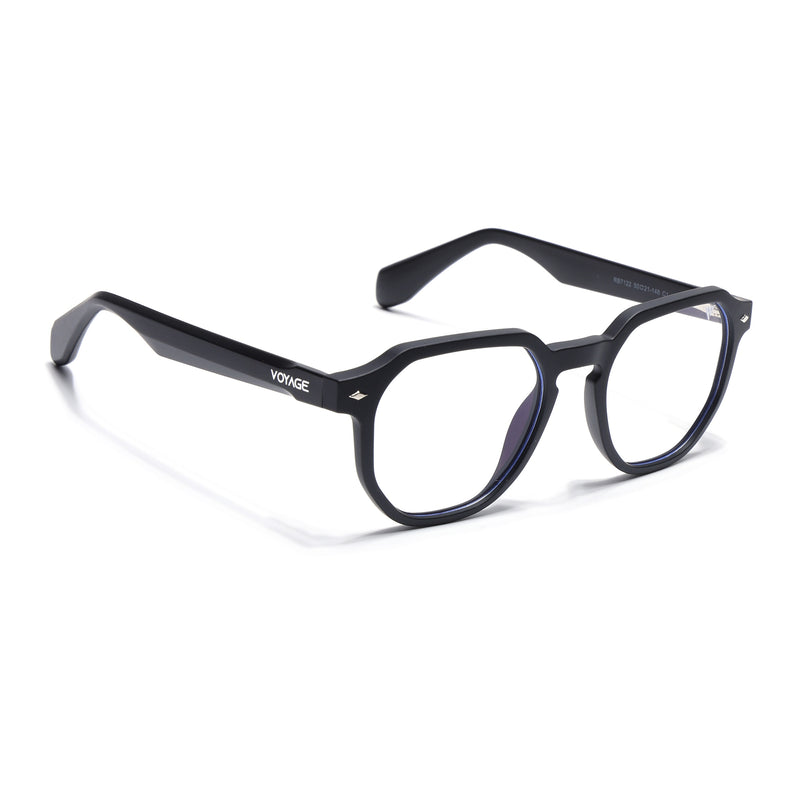 Voyage Black Round Eyeglasses for Men & Women (7122FMG7301-C1)