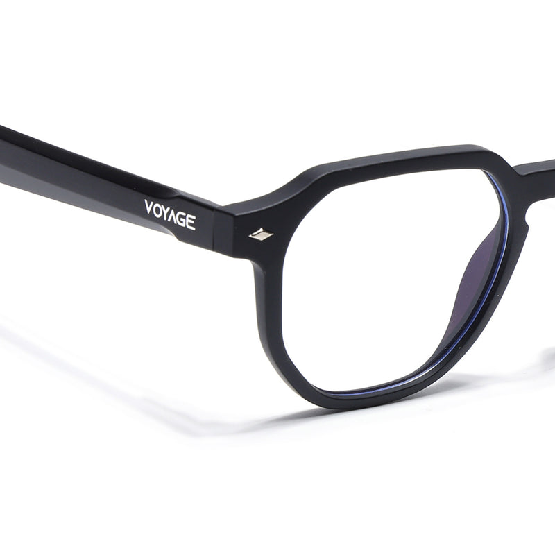 Voyage Black Round Eyeglasses for Men & Women (7122FMG7301-C1)