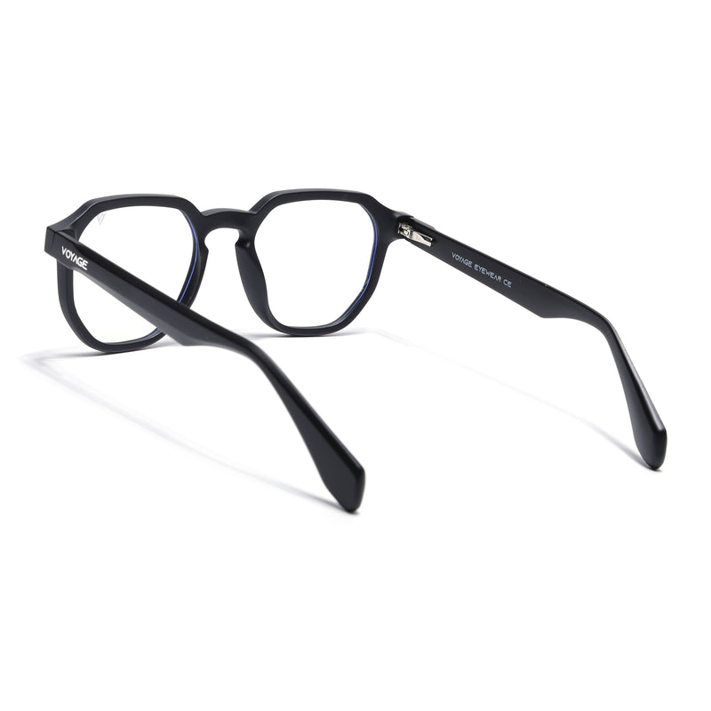 Voyage Black Round Eyeglasses for Men & Women (7122FMG7301-C1)