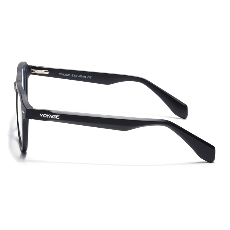 Voyage Black Round Eyeglasses for Men & Women (7122FMG7301-C1)