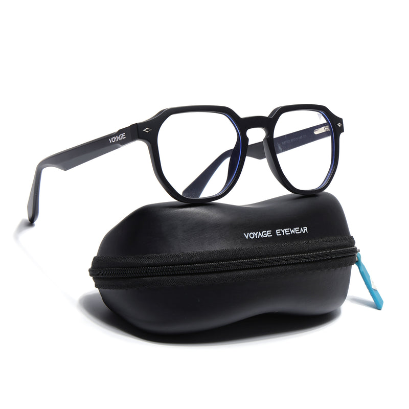 Voyage Black Round Eyeglasses for Men & Women (7122FMG7301-C1)