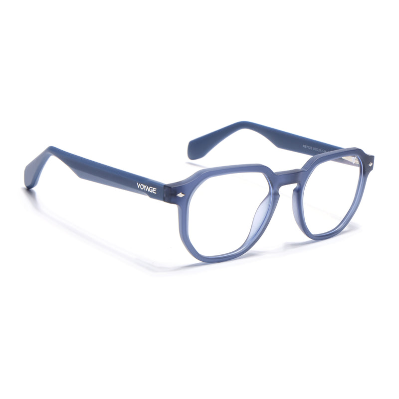 Voyage Blue Round Eyeglasses for Men & Women (7122FMG7305-C5)