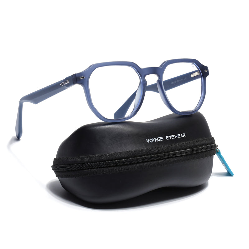 Voyage Blue Round Eyeglasses for Men & Women (7122FMG7305-C5)