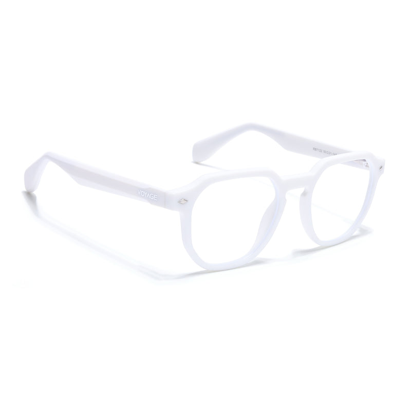 Voyage White Round Eyeglasses for Men & Women (7122FMG7309-C9)