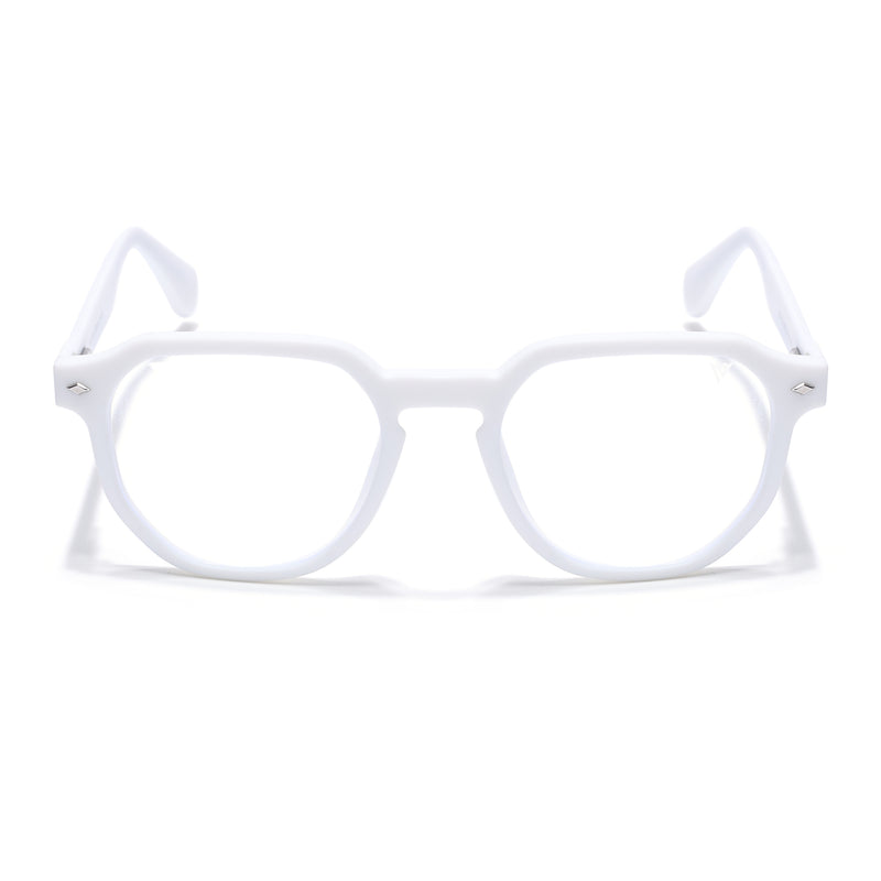 Voyage White Round Eyeglasses for Men & Women (7122FMG7309-C9)