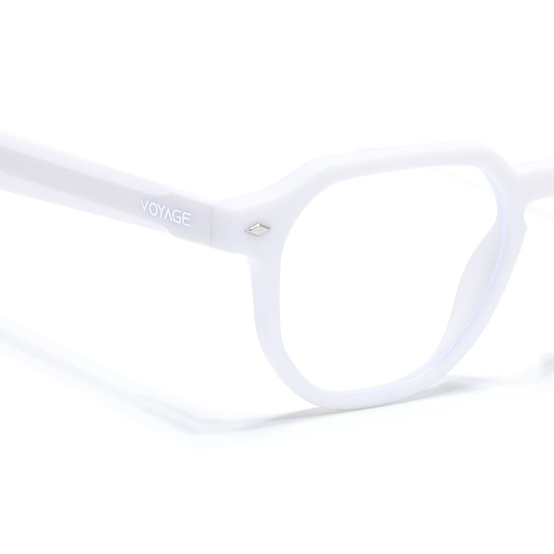 Voyage White Round Eyeglasses for Men & Women (7122FMG7309-C9)