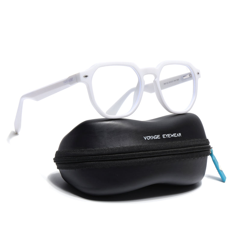 Voyage White Round Eyeglasses for Men & Women (7122FMG7309-C9)