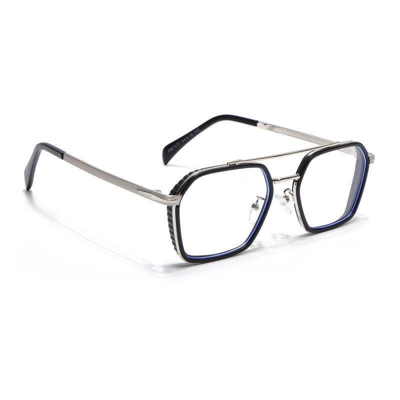 Voyage Black & Silver Wayfarer Eyeglasses for Men & Women (7177MG5269-C3)