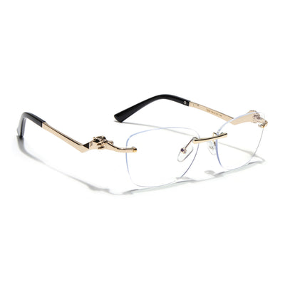Voyage Golden Square Rim Less Eyeglasses - MG3930