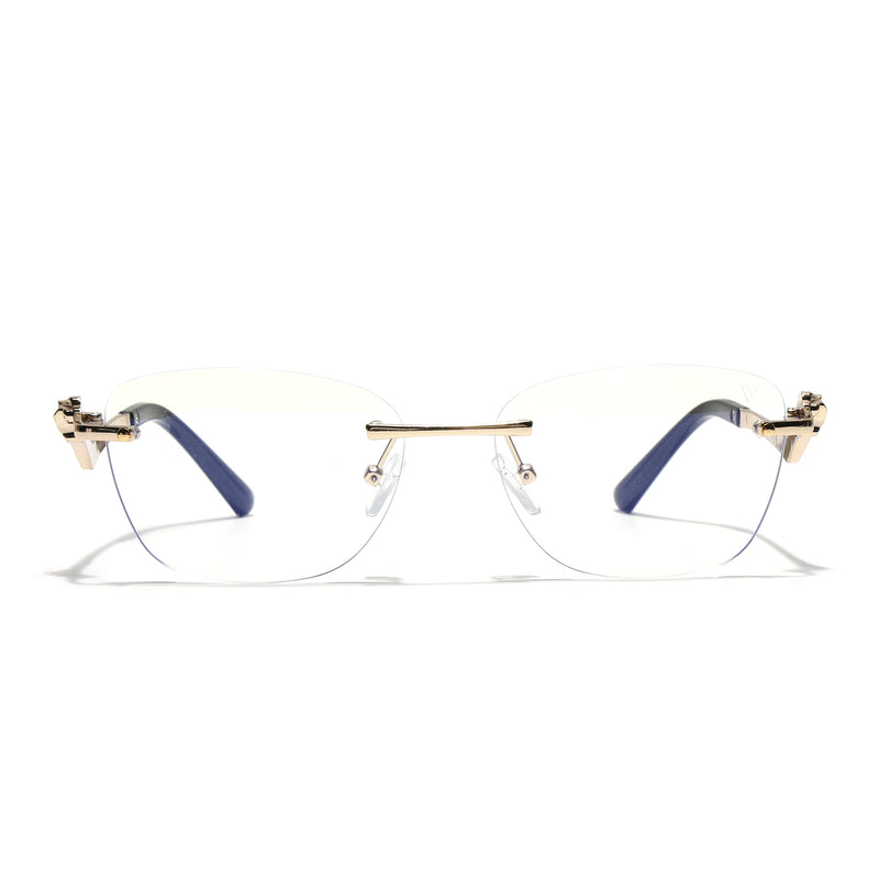 Voyage Golden Square Rim Less Eyeglasses - MG3930