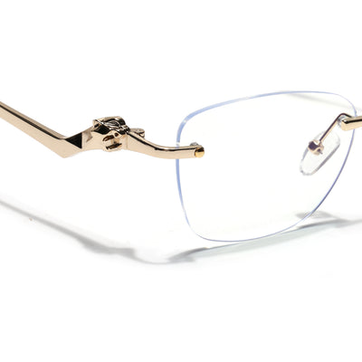 Voyage Golden Square Rim Less Eyeglasses - MG3930