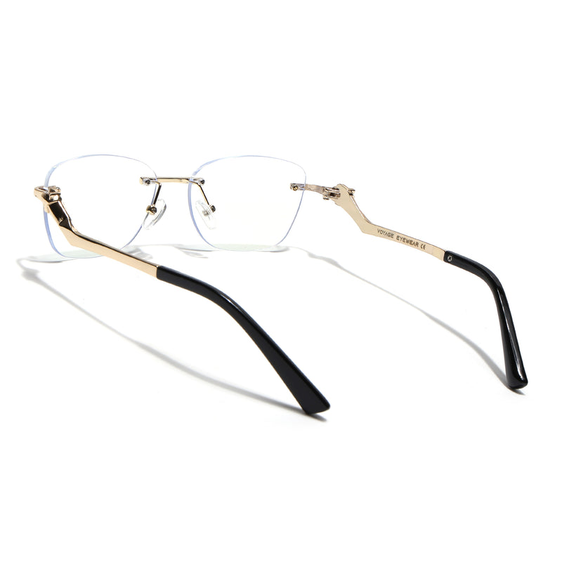 Voyage Golden Square Rim Less Eyeglasses - MG3930