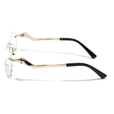 Voyage Golden Square Rim Less Eyeglasses - MG3930