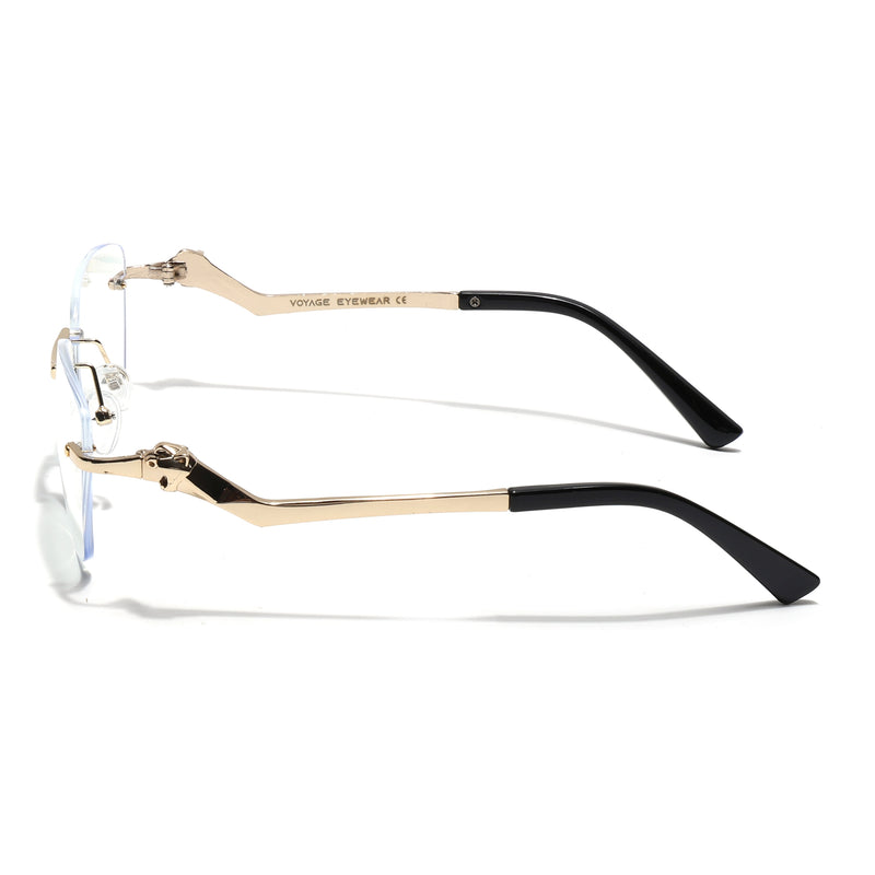 Voyage Golden Square Rim Less Eyeglasses - MG3930